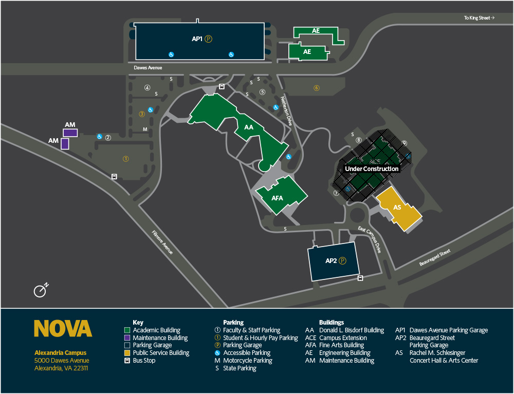 A map of NOVA's Alexandria campus
